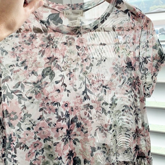 Full Titlt Floral Mesh Peplum Blouse - Picture 7 of 7